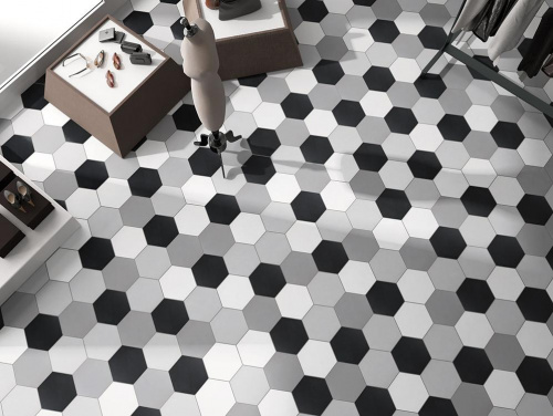Керамогранит Codicer Basic HEX.25 Black напольная 25х22
